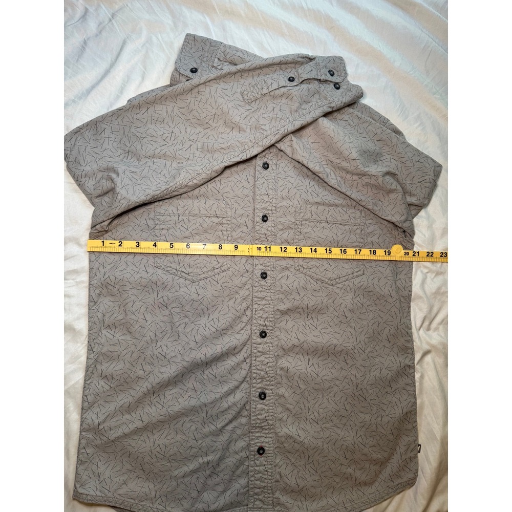 Toad&Co Organic Cotton Button Down Shirt Mens Medium Grey Printed Long Sleeve - Picture 6 of 8